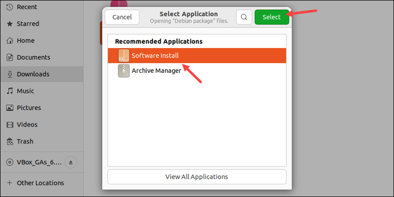 Fichier deb Ouvrir avec le menu de l'installateur de logiciels